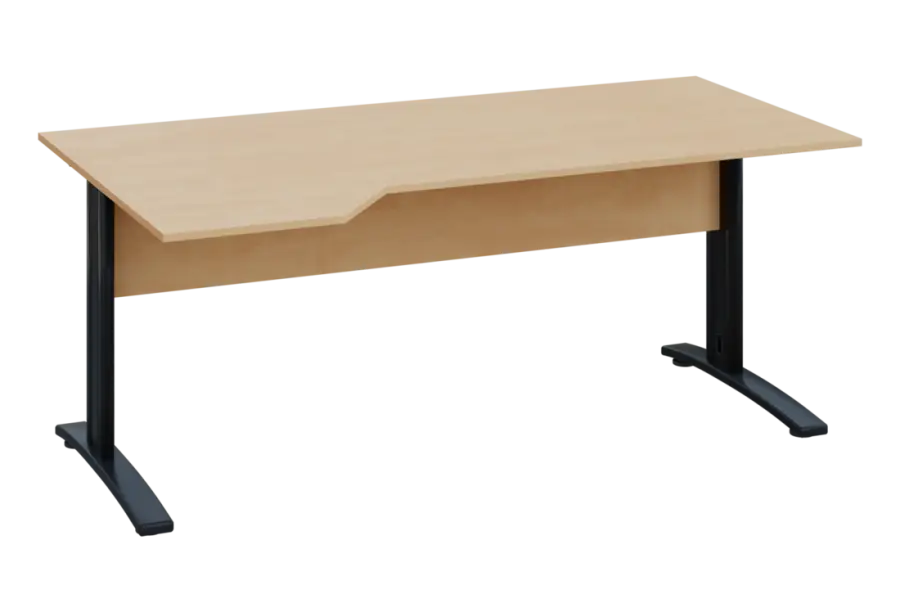 EZK 28 - 184 stůl kancelářský, rohový, levý, kovová podnož černá, deska 25 mm, široký 1800 mm, bříza irská